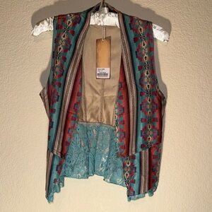 NWT Fashion Express Colorful Tribal Pattern Vest